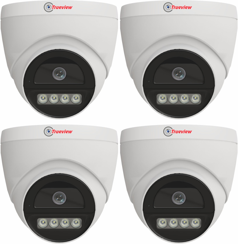 Trueview Pack of 4 | 2MP Dual Light Dome CCTV Camera Kit with Night Vision and Waterproof Security Camera(2 TB)