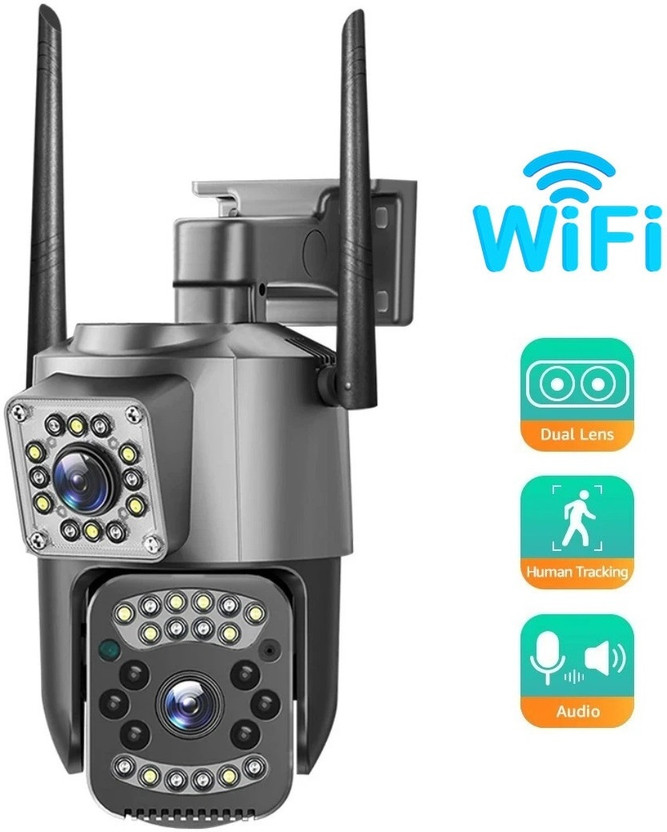 Bzrqx CCTV WIFI Dual Lens Camera Ptz 360° 2K HD Wireless Surveillance for 24x7 Safety Security Camera(128 GB, 1 Channel)