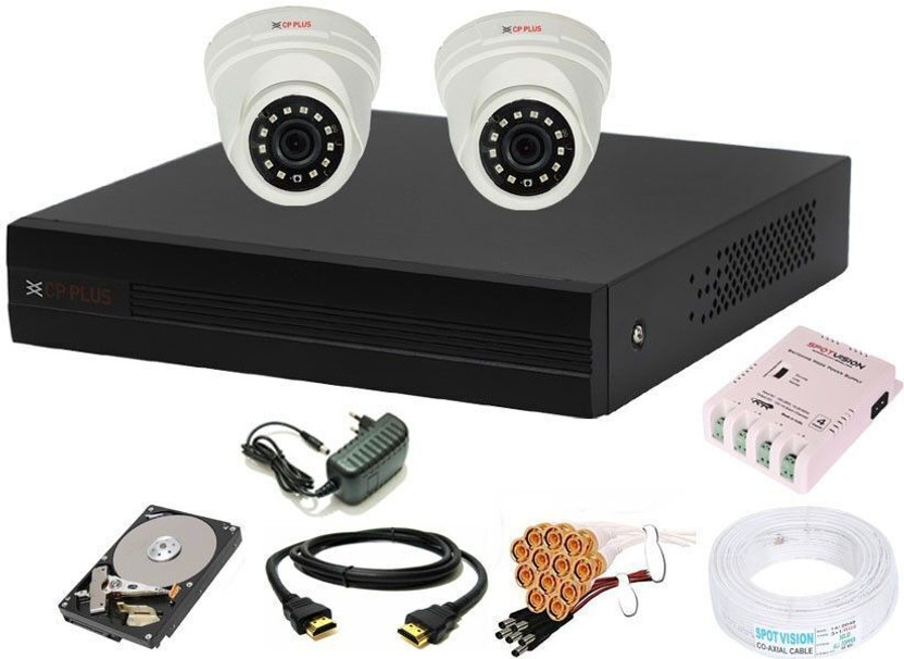 CP PLUS 4 Channal HD DVR 1080p 1Pcs,Indoor Camera 2.4 MP 2Pcs,500 GB Hard Disk,Full combo set Security Camera(500 GB, 4 Channel)