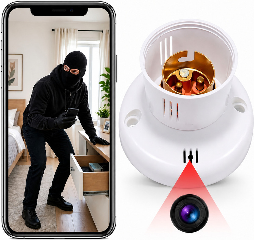 KIFEBITE Bulb Holder Spy WiFi Camera Hidden 1080p Wireless Security Camera Home & Office Spy Camera(1 Channel)