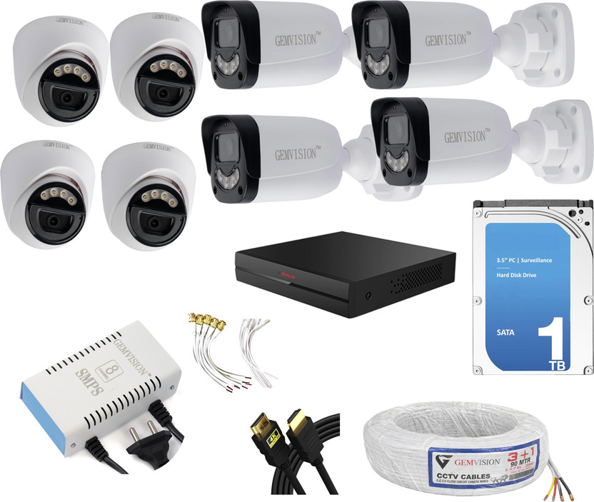 CP PLUS 3MP CCTV Kit With 4 Indoor 4 Outdoor Camera color Vu With Audio 1TB HDD Security Camera(8 Channel)