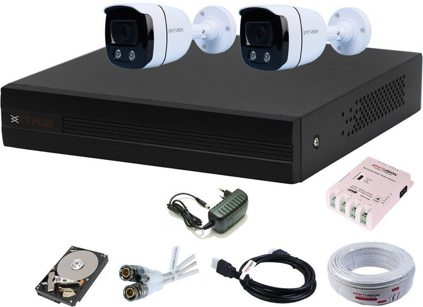 CP PLUS 4 Channal HD DVR 1080p 1Pcs,Colorful View In Nightvision Outdoor Camera 2.4 MP 2Pcs,500 GB Hard Disk,Full combo set Security Camera(500 GB, 4 Channel)