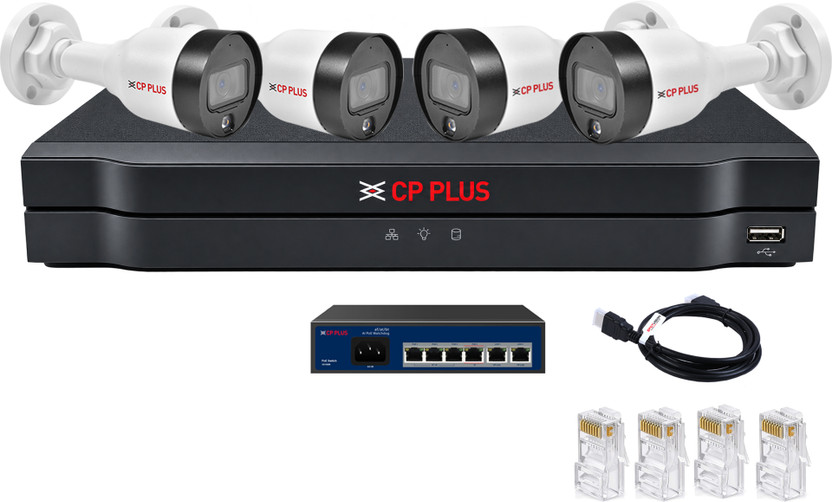 CP PLUS 2MP IP IlluMax Color Night Vision Audio CCTV Camera Combo with NVR for Home Kits Security Camera(4 Channel)