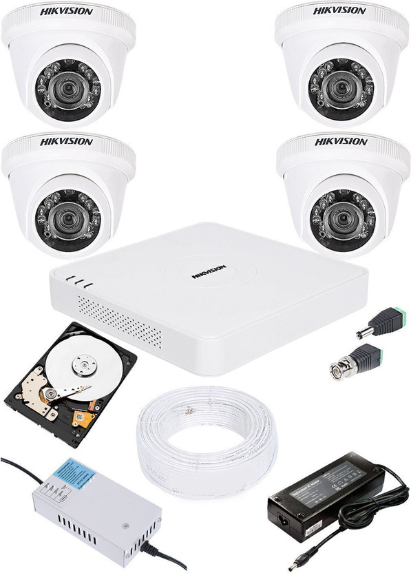 HIKVISION 4 CHANNEL HD DVR 1080P,4Pcs DOME CAMERA 720P FULL COMBO SET Secure Every Corner Security Camera(500 GB, 4 Channel)