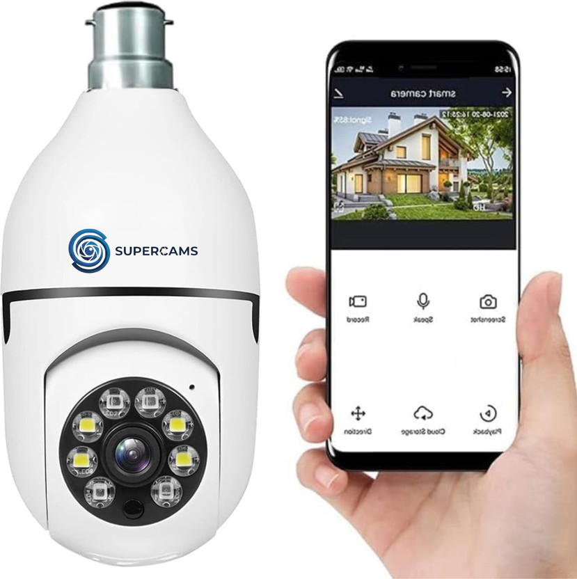 Supercams 3MP FHD WiFi Indoor Indian Bulb CCTV Camera | 360 Security Camera(1 Channel)