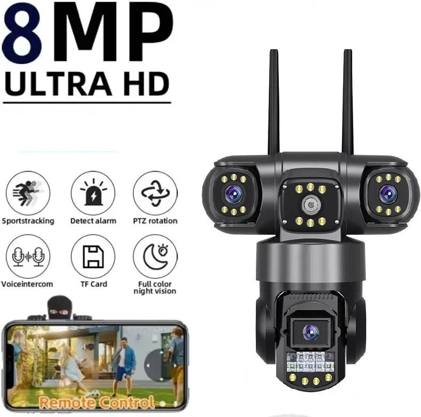 Okxmz 8MP WiFi PTZ Camera with Motion Alerts, Two-Way Audio & LED Lighting Security Camera(128 GB, 1 Channel)