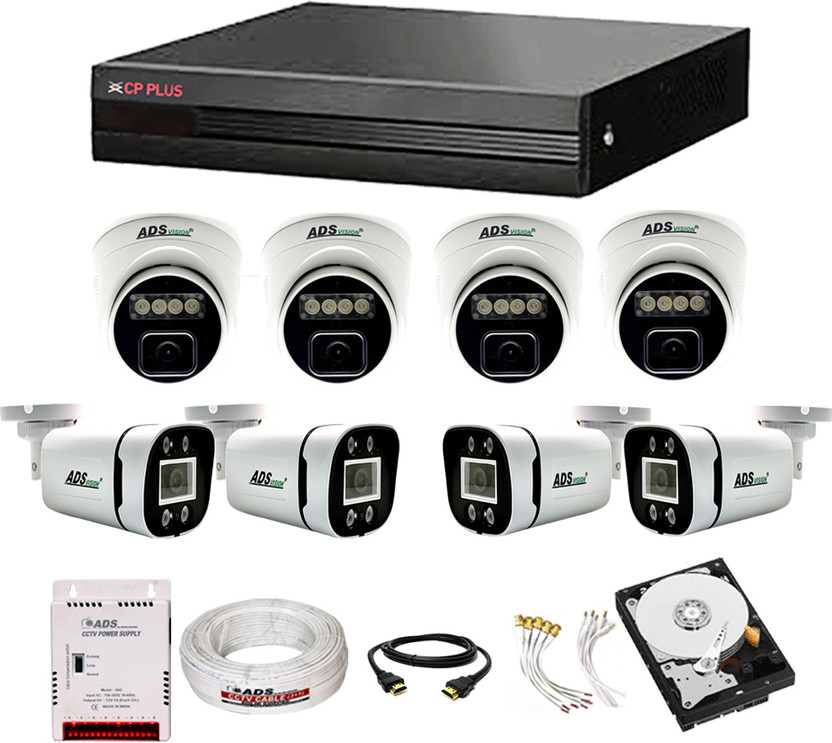 CP PLUS HYBRID DVR 8CH 4BULLET 4DOME 3MP CAMERA COLORVIEW NIGHT VISION WITH AUDIO 1TB Security Camera(1TB TB, 8 Channel)