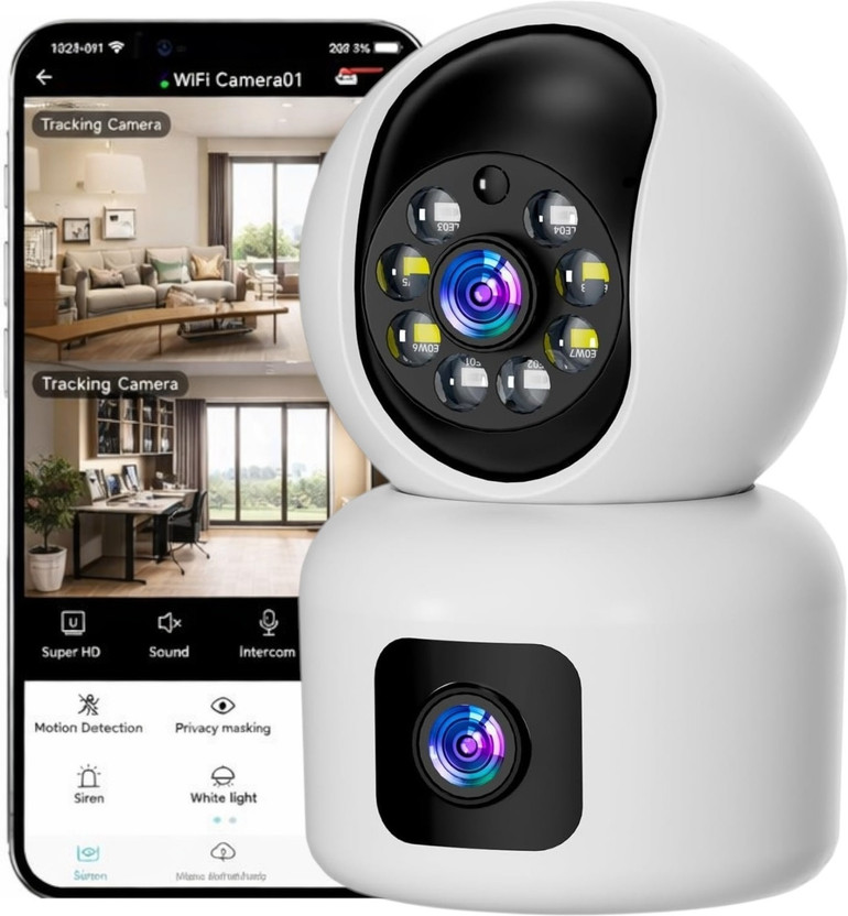 OSQD 5+5MP WiFi PTZ CCTV Camera Dual Lens Full Color Night Vision Security Camera(128 GB, 1 Channel)