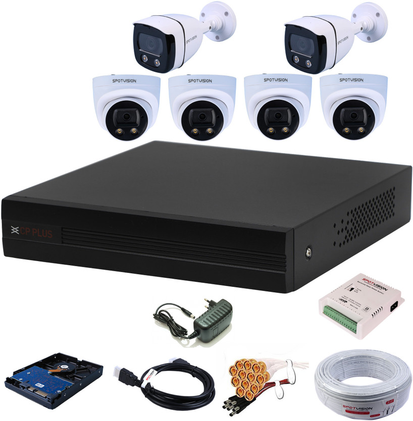 CP PLUS 8 Channal HD DVR 1080p 1Pcs,Colorful View In Nightvision Outdoor Camera 2.4 MP 2Pcs, Indoor Camera 2.4 MP 4Pcs,1 TB Hard Disk,Full combo set ( TRUSTED PURCHASE FOR ARMRetail ) Security Camera(1 TB, 8 Channel)
