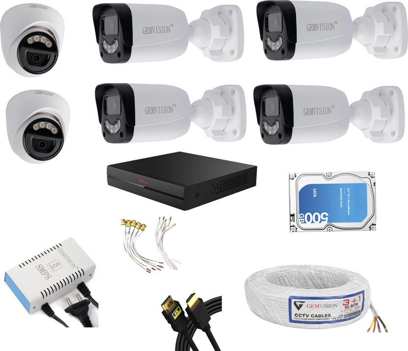 CP PLUS 3MP CCTV Camera Kit With 2 Indoor 4 Outdoor Camera color Vu With Audio Security Camera(500 GB, 6 Channel)