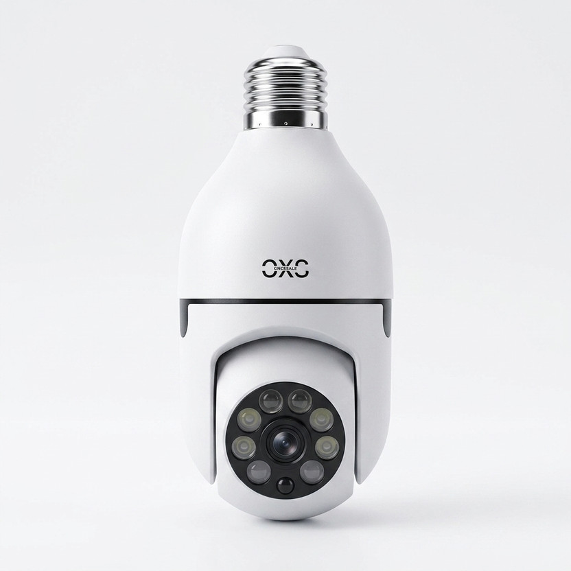 OneXsale 5MP HD WiFi Bulb Holder Night Vision Indoor/Outdoor Home Office Monitoring CCTV Security Camera(Support Upto 128 GB, 1 Channel)