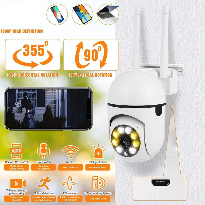 OSHSIZ Smart PTZ Ultra HD Live View WiFi CCTV Security Camera TwoWay Audio Security Camera(128 GB, 3 Channel)
