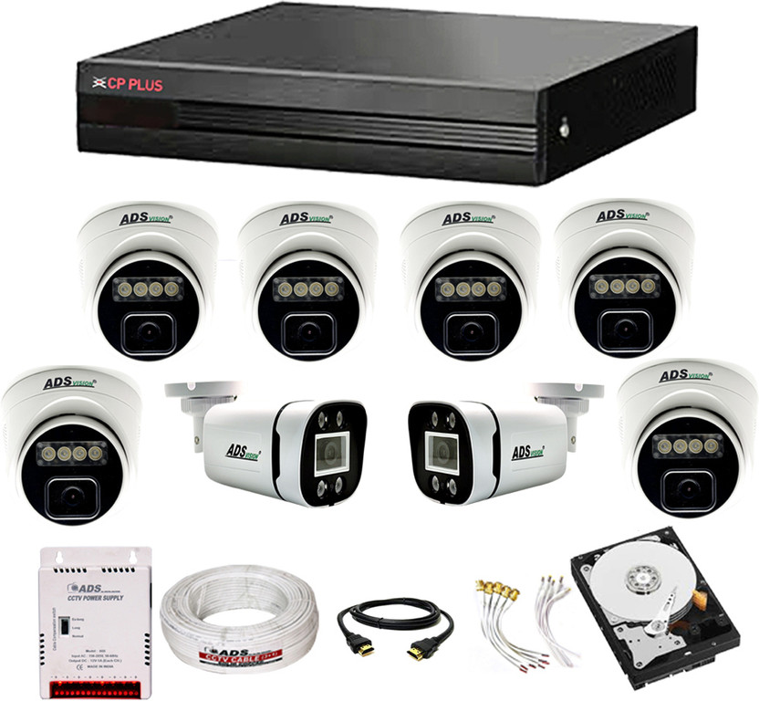 CP PLUS 8CH. HYBRID DVR 6DOME 2BULLET COLORVU NIGHT VISION AUDIO CAMERA WITH 500GB HDD Security Camera(500 GB, 8 Channel)