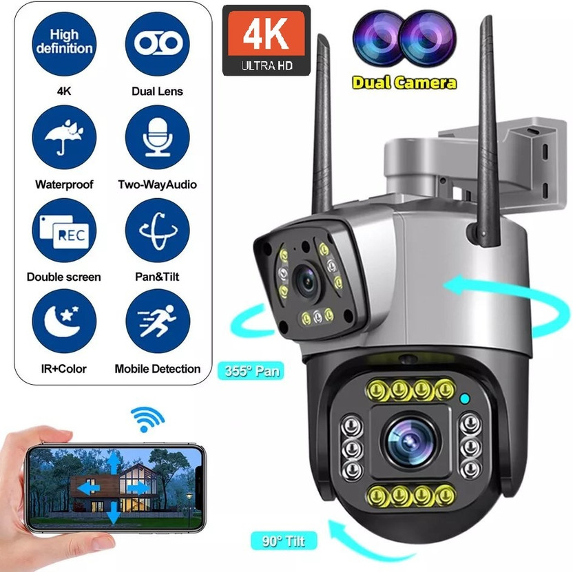 AVOIHS WIFI 1080p Dual Lens Camera Baby Monitor Surveillance TwoWay Audio Night Vision Security Camera(128 GB, 1 Channel)