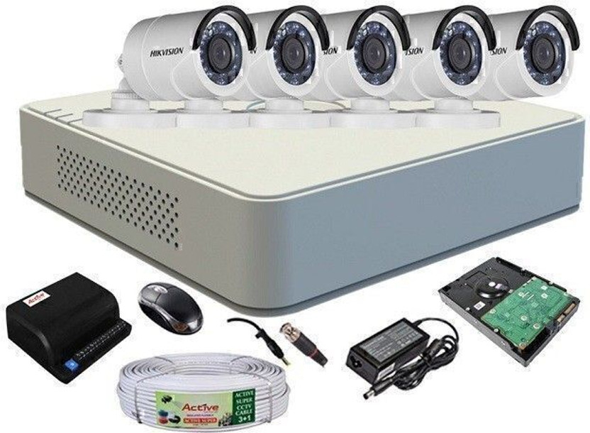 HIKVISION HIKVISION DVR DS- 7A 08HGHI-F1/N OR DS-7A08HGHI-F1/ECO 1PCS AND BULLET CAMERA 720P DS-2CE1ACOT-IRP OR DS-2CE1ACOT-IRP/ECO 05PCS & 90 METAR CABLE 1TB SATA HDD COMBO KIT Security Camera(1 TB, 4 Channel)