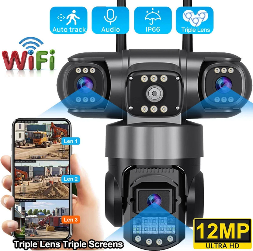 SROPX WiFi Triple Lens CCTV | 3 Screen Monitoring | 6MP HD | Night Vision | Smart Security Camera(128 GB, 1 Channel)