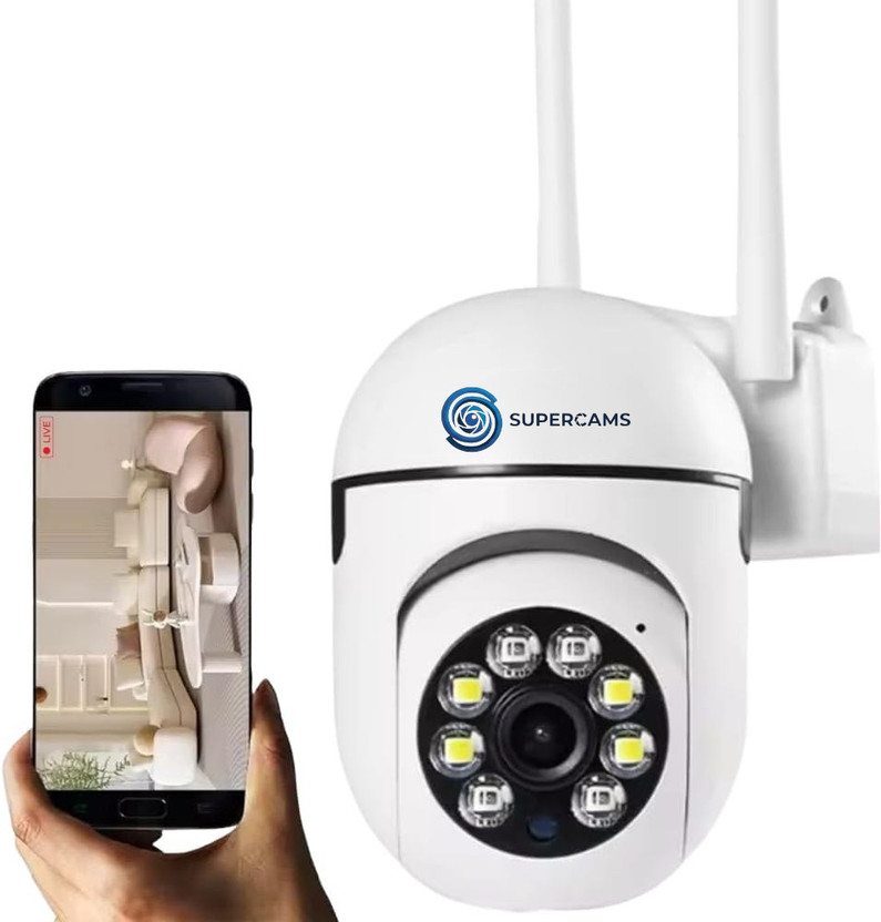 Supercams 3MP FHD Mini Ptz WiFi Indoor CCTV | 360° Pan & Tilt | Color Night Vision Security Camera(1 Channel)