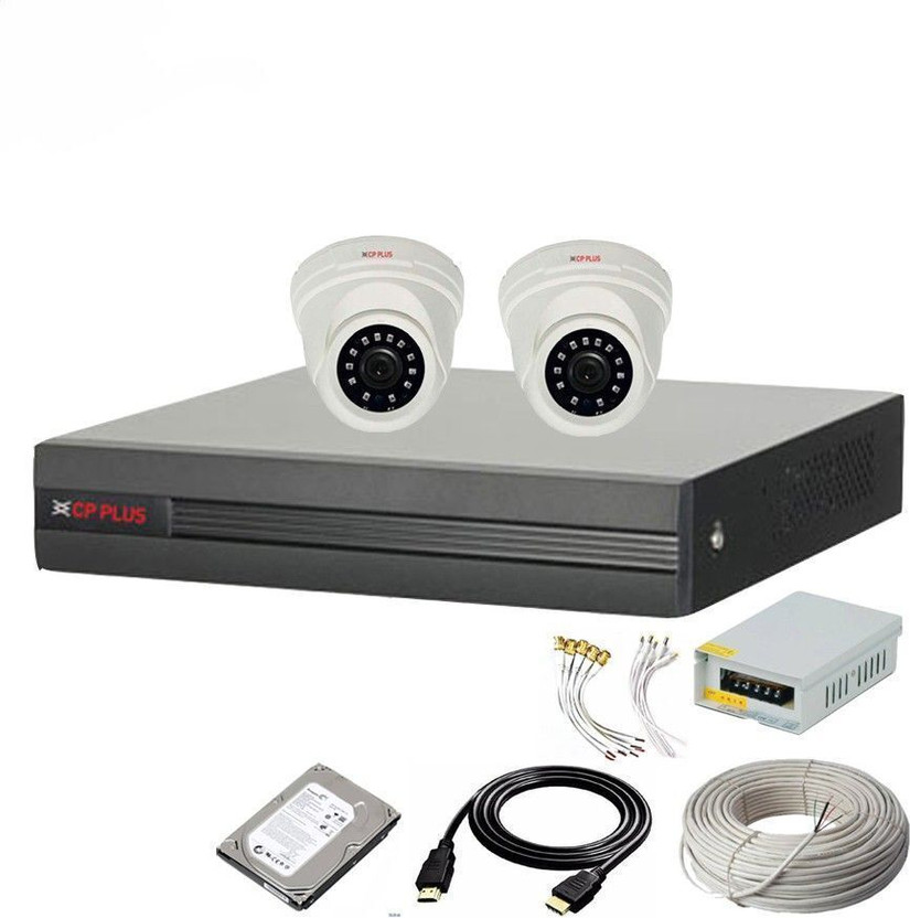 CP PLUS 4 Channal HD DVR 1080p 1Pcs,Indoor Camera 2.4 MP 2Pcs,500 GB Hard Disk,Full combo set Security Camera(500 GB, 4 Channel)