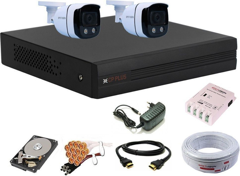 CP PLUS 4 Channel HD DVR 1080p,2Pcs Spotvision 2.4MP FULL HD Color Nightvision Outdoor Security Camera(500 GB, 4 Channel)
