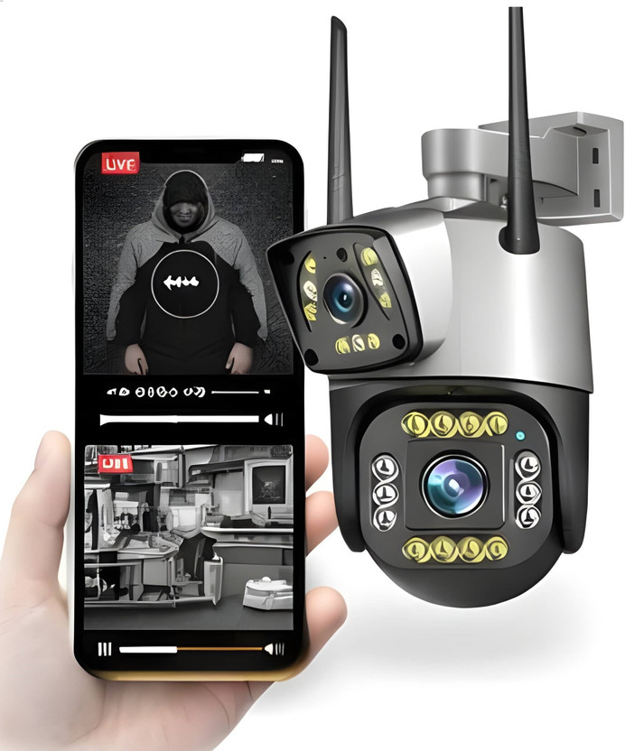 OSQD 5+5MP WiFi PTZ Dual Lens CCTV Camera FHD 360° View Mobile Live Monitor Security Camera(128 GB, 1 Channel)