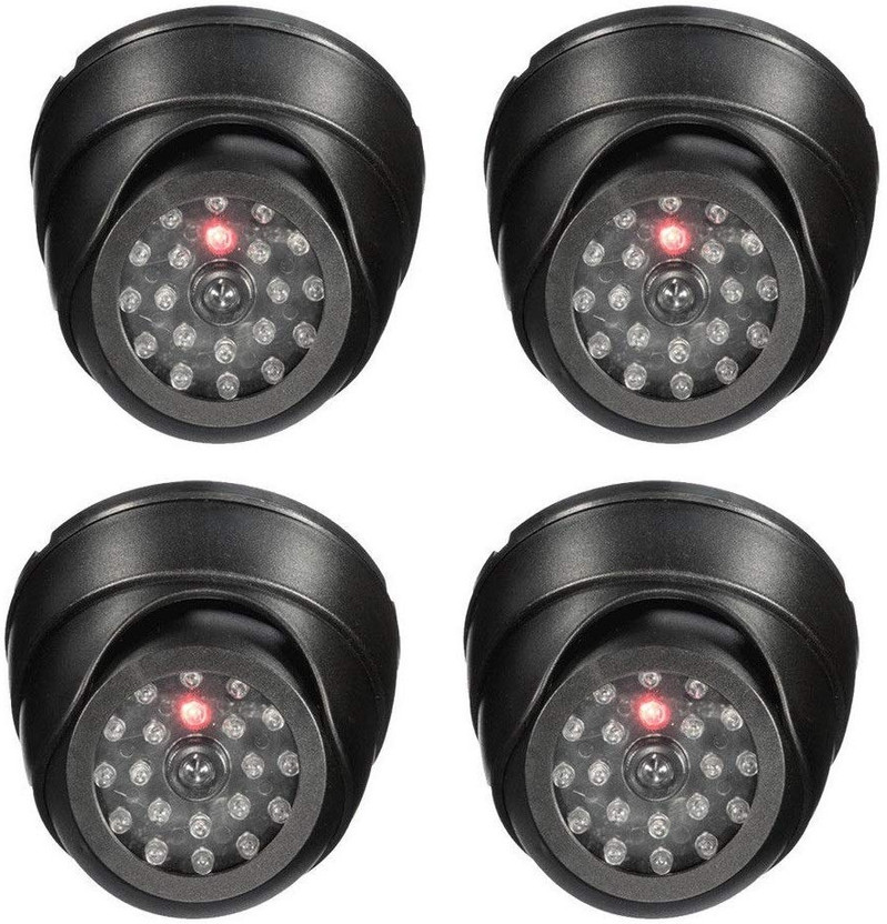 MOHAK 4 PCS Fake Security Camera Dummy Dome CCTV with Blinking Red LED Security Camera(1 Channel)