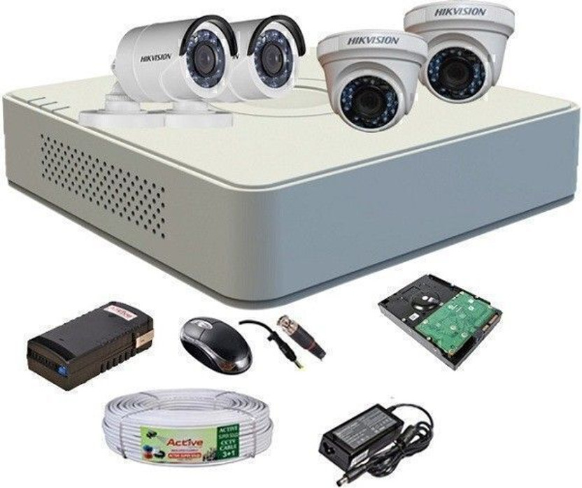 HIKVISION FULL HD 4CH DVR 2DOME 2BULLET 2MP 1080P WITH 500GB Security Camera(500GB GB, 4 Channel)