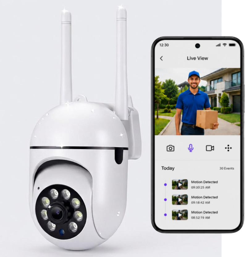 VisionCam Mini Ptz Wifi 360° Rotation, Full HD Night Vision & Ai Motion Detection Security Camera(SD Card Support Upto 128 GB, 4 Channel)
