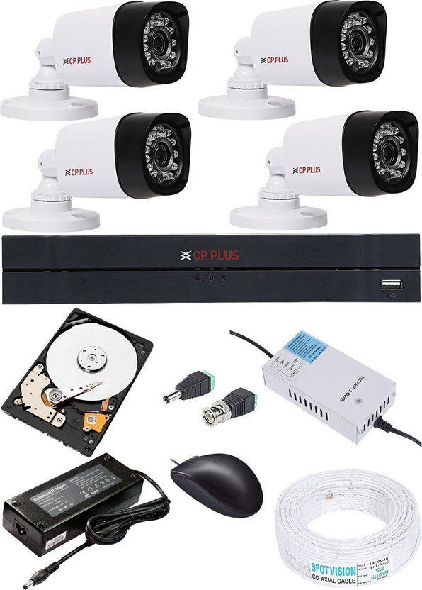 CP PLUS CP-PLUES 4CHDVR CP-UVR-0401E1-V4 01PCS BULLETCAMERA CP-TA10L2-0360 04PCS 90METARCABLE 1TB HDD COMBO KIT Security Camera(1 TB, 4 Channel)