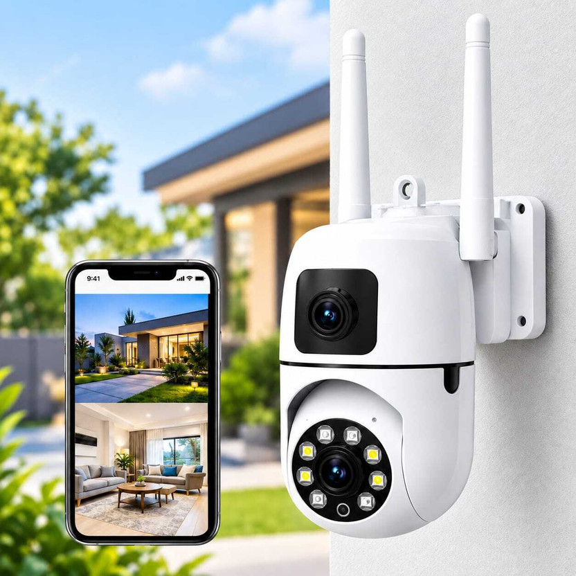 ZENOVA Dual Lens 5+5MP Camera Shop;Gate,Hall,Door live viewing camera Security Camera(2 Channel)