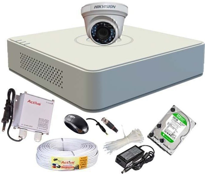 HIKVISION 4CH DVR DS-7A04HGHI-F1,DOME CAMERA 1MP DS-2CE5ACOT-IRP/ECO 01PC Security Camera(500 GB, 4 Channel)