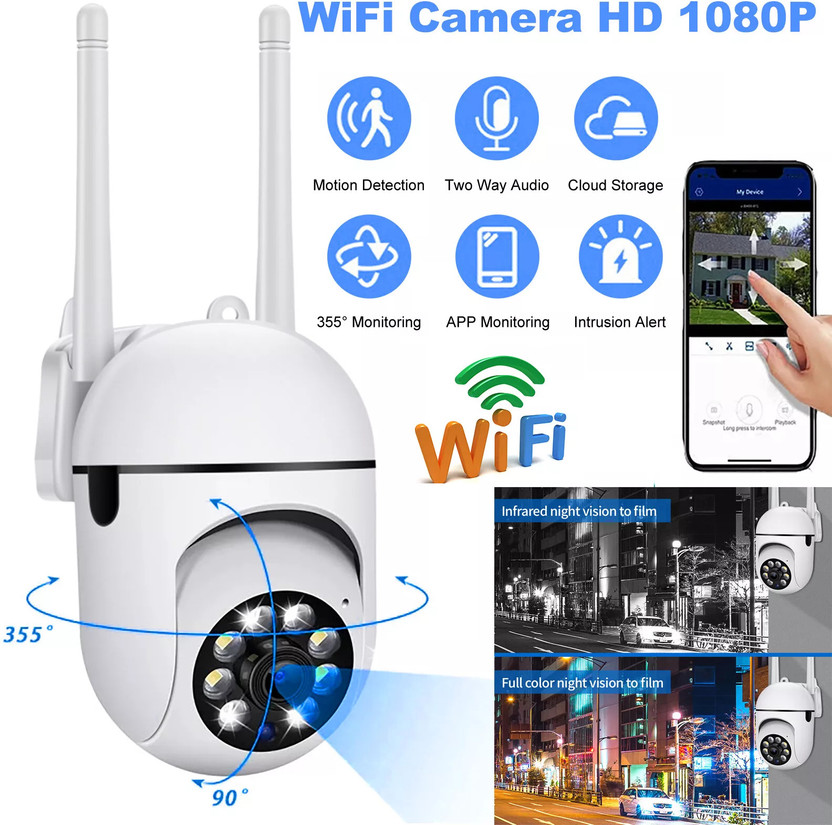 Cxoen Smart WiFi CCTV Camera Wireless 1080p PTZ Outdoor 360° View Two-Way Audio Security Camera(128 GB, 1 Channel)