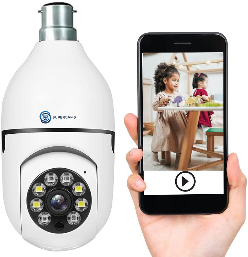 Supercams 3MP FHD WiFi Indoor Indian Bulb Camera | 360 View Security Camera(1 Channel)