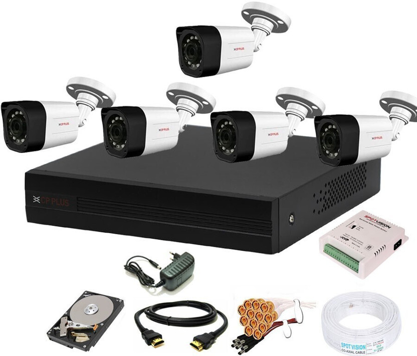 CP PLUS 8 Channal HD DVR 1080p 1Pcs,Outdoor Camera 2.4 MP 5Pcs,Hard Disk,Full combo set Security Camera(500 GB, 8 Channel)