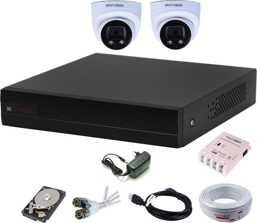 CP PLUS 4 Channal HD DVR 1080p 1Pcs,Colorful View In Nightvision Indoor Camera 2.4 MP 2Pcs,500 GB Hard Disk,Full combo set Security Camera(500 GB, 4 Channel)