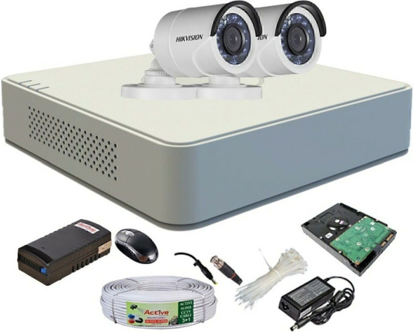 HIKVISION Hikvision DVR DS-7A04HGHI-F1/N OR DS-7A04HGHI-F1/ECO 1PCS BULLET CAMERA DS-2CE1ACOT-IRP OR DS-2CE1ACOT -IRP/ECO 2PCS 90METAR CABLE 500 GB HDD COMBO KIT Security Camera(500 GB, 4 Channel)