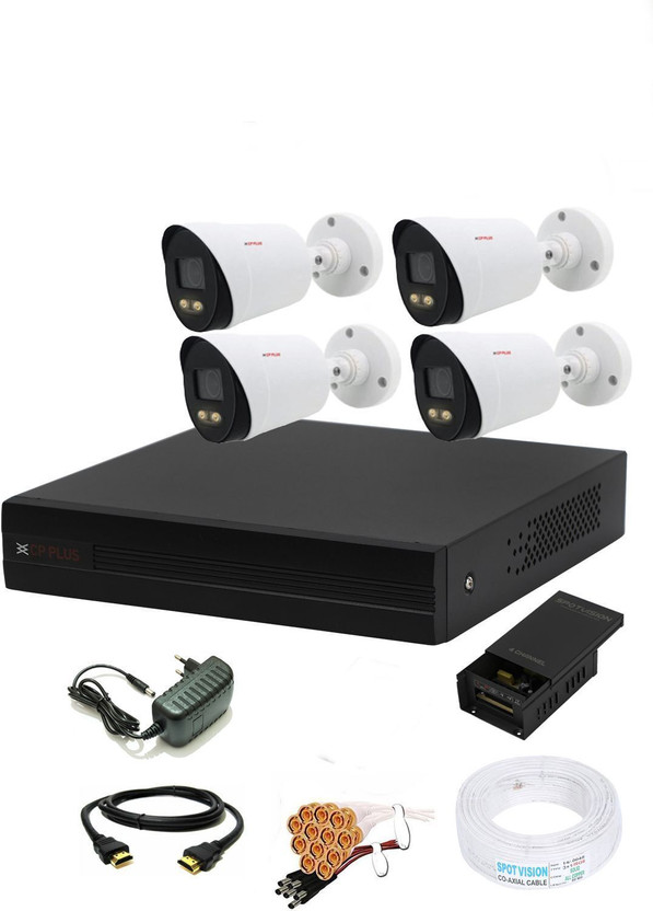 CP PLUS 4 Channal HD DVR 1080p 1Pcs,Colorful View In Nightvision Outdoor Camera 2.4 MP 4Pcs,4CH Power Supply,Full combo set.( TRUSTED PURCHASE FOR ARMRetail ) Security Camera(4 Channel)