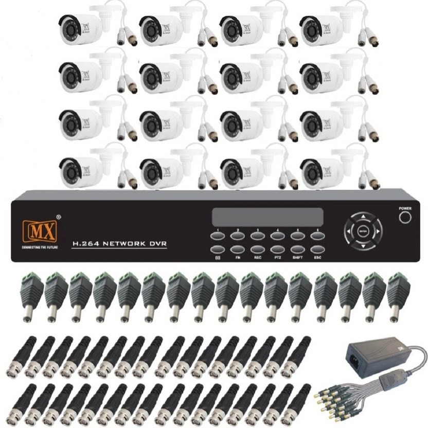 MX CCTV Cameras Kit 16 Channel Analog Security System with BNC DC pin & 1 DVR Security Camera(2 TB, 16 Channel)