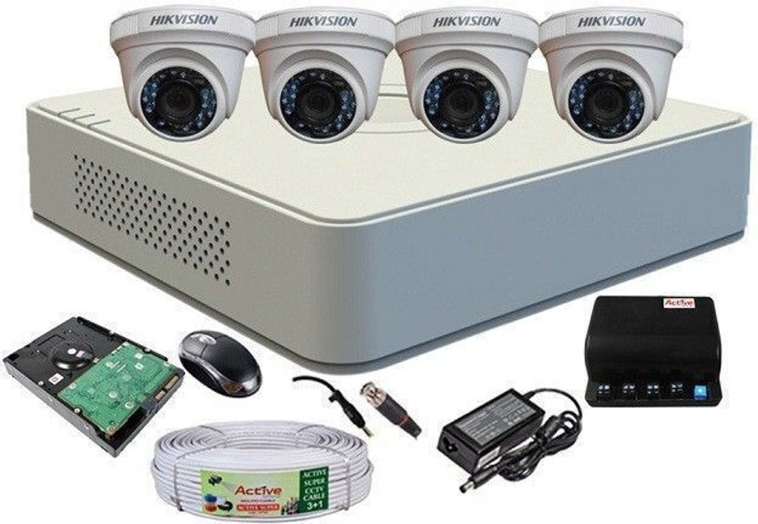 HIKVISION DVR DS-7A04HGHI-F1/N OR DS-7A04HGHI-F1/ECO 1PCS AND DOME CAMERA Security Camera(500 GB, 4 Channel)