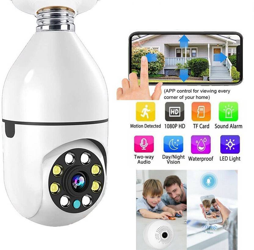 AVOIHS Wireless WiFi Bulb Holder SPY Camera with Night Vision for