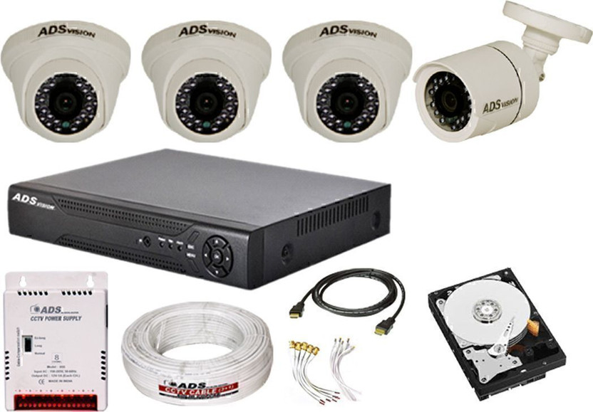 ADS VISION HD 3DOME 1BULLET Cctv Camera Full Set With 500GB HDD And All Accessories Security Camera(500 GB, 4 Channel)