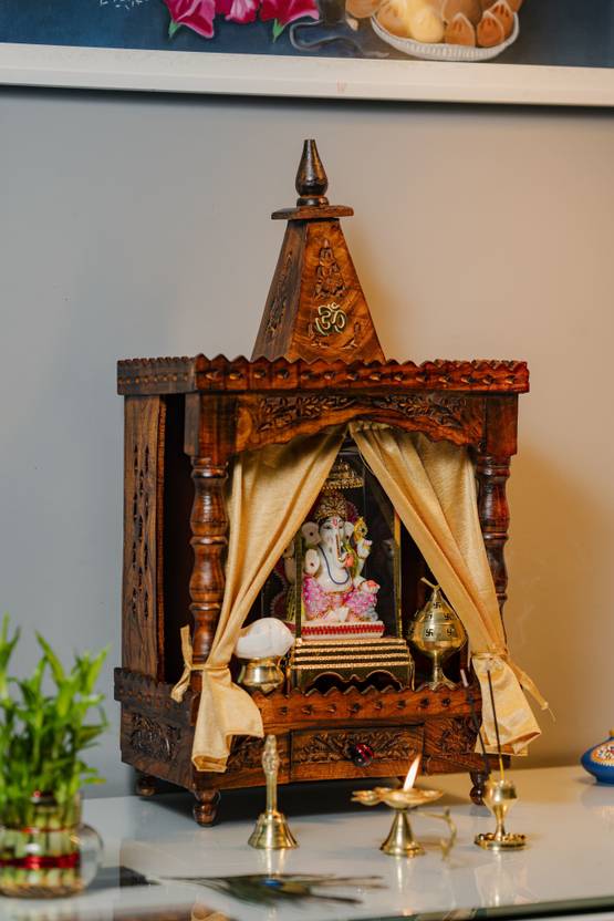 Flipkart Perfect Homes Studio Wooden Temple for Home Pooja, Temple for