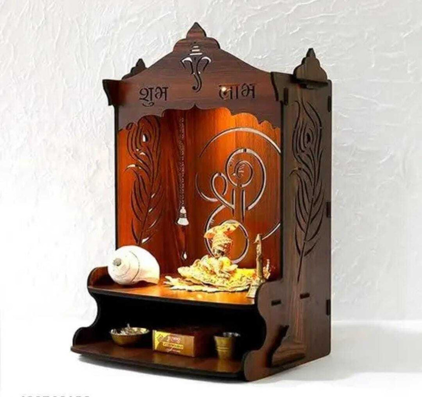 The Laptev Wooden Pooja Mandir with Om Carving Engineered Wood Home Temple(Height: 42, DIY(Do-It-Yourself))