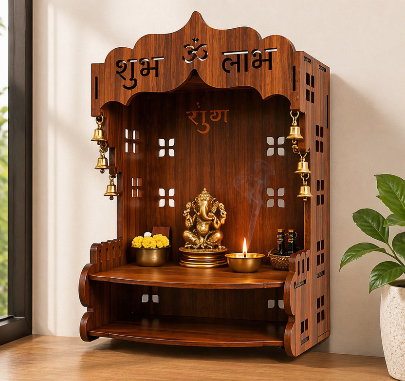 dktextile Wooden Home Temple & Storage Shelf Engineered Wood Home Temple(Height: 36.2, DIY(Do-It-Yourself))
