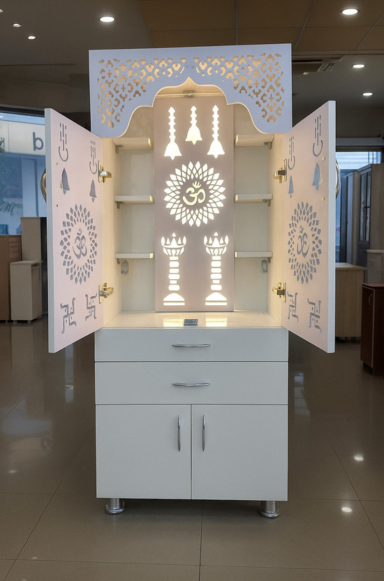 Flipkart Perfect Homes Studio Big Size Designer Temple for Home/ Pooja Mandir Engineered Wood Home Temple(Height: 145, Pre-assembled)