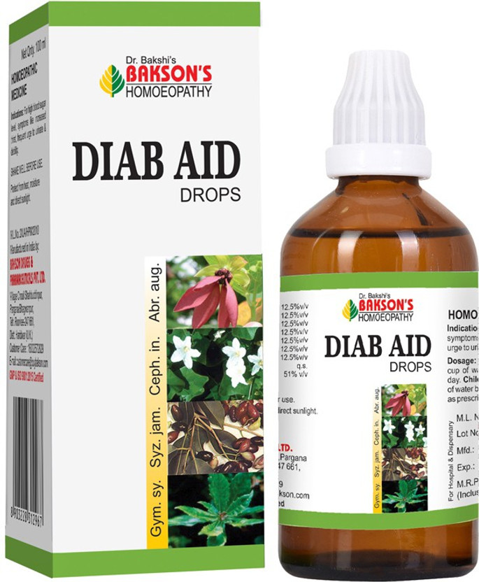 Bakson's Homoeopathy Diab Aid , Drops(100 ml)