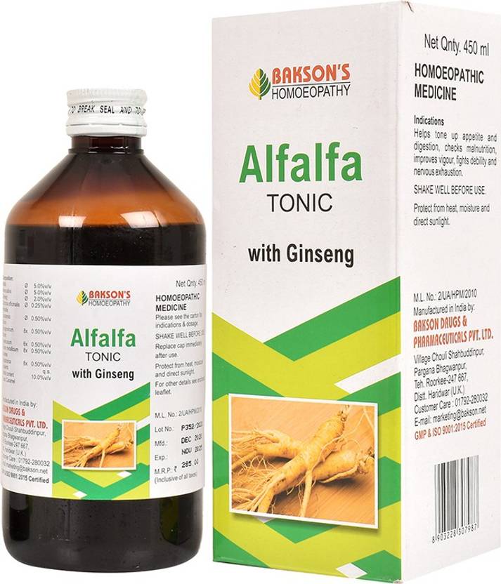 Bakson's Homoeopathy Alfalfa Tonic With Ginseng Syrup Price in India