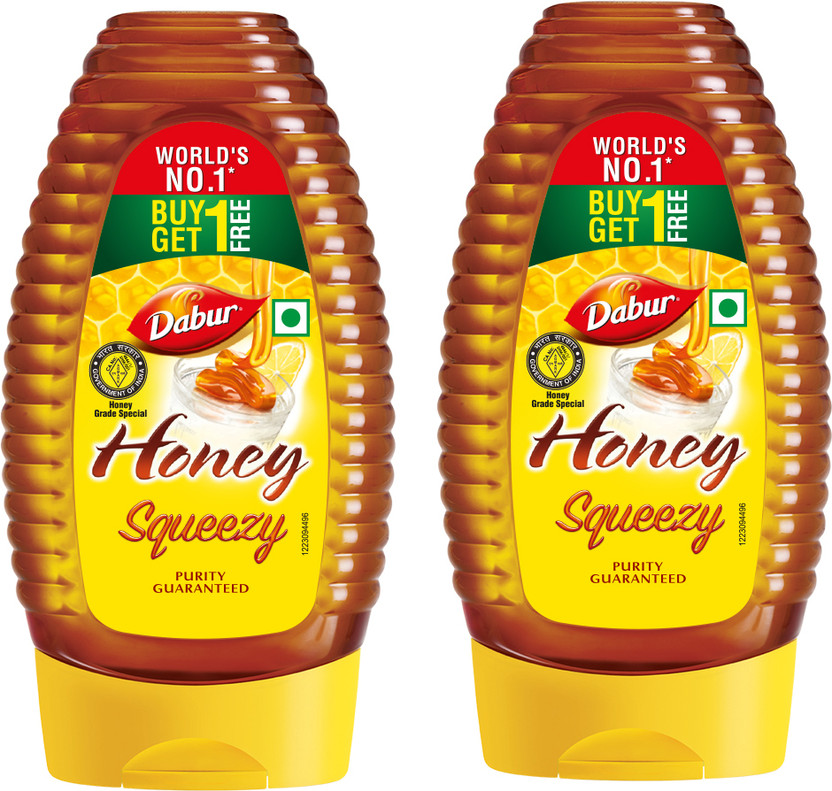 Dabur Honey Squeezy 225g (Buy 1 Get 1) | Easy Squeeze Pack | Everyday Use(2 x 225 g)