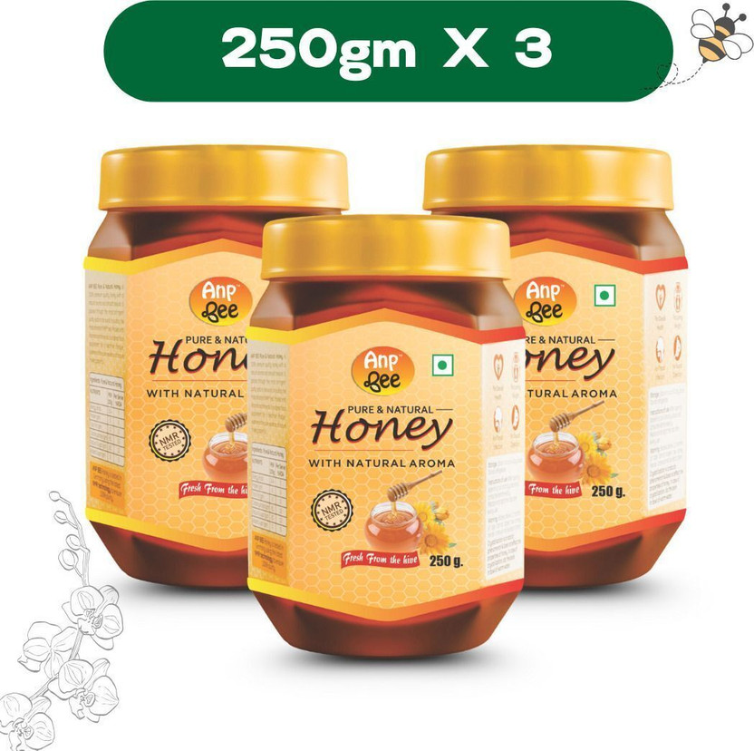 ANP BEE Raw Unpasteurized Pure Natural Honey I NMR Tested I Unfiltered Honey I 250 Gram(3 x 250 g)