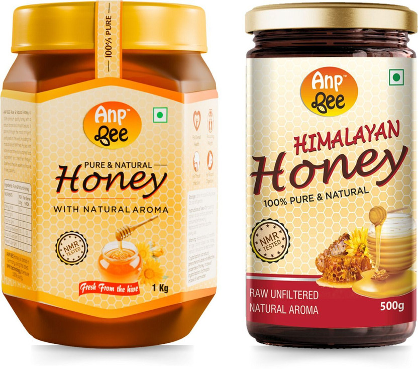 ANP BEE Raw Natural Honey & Himalayan Honey Combo Pack, NMR Tested Pure Original Honey(2 x 0.75 kg)
