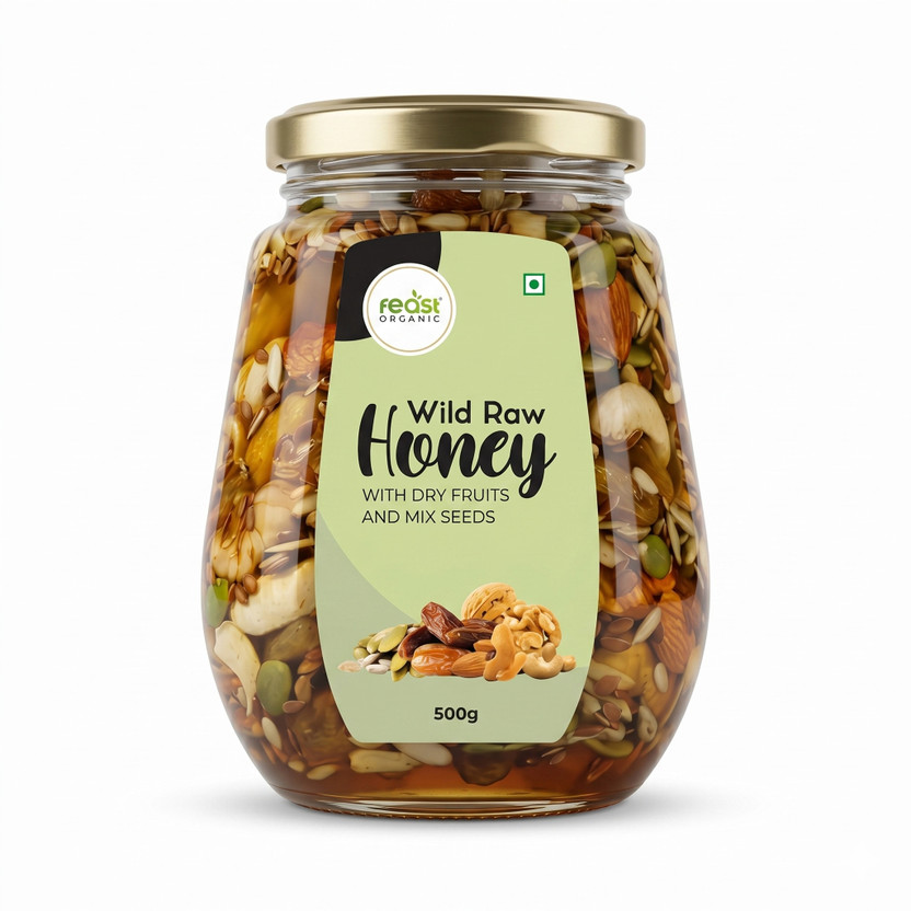 Feast Organic Wild Honey with Dry Fruits & Mix Seeds 500g(500 g)